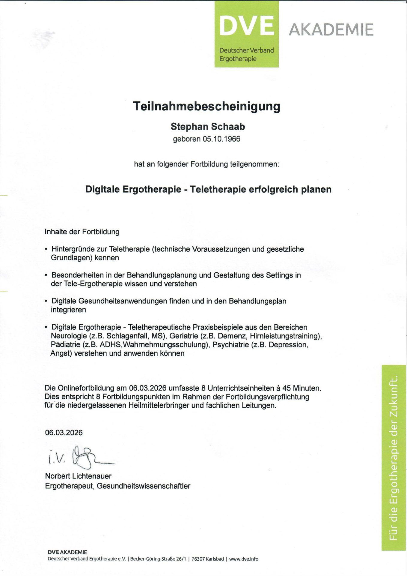 Qualifikationen 1 Fortbildung Schaab Digitale Ergotherapie Teletherapie scaled